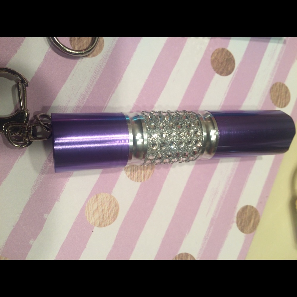 Purple bling flashlight keychain